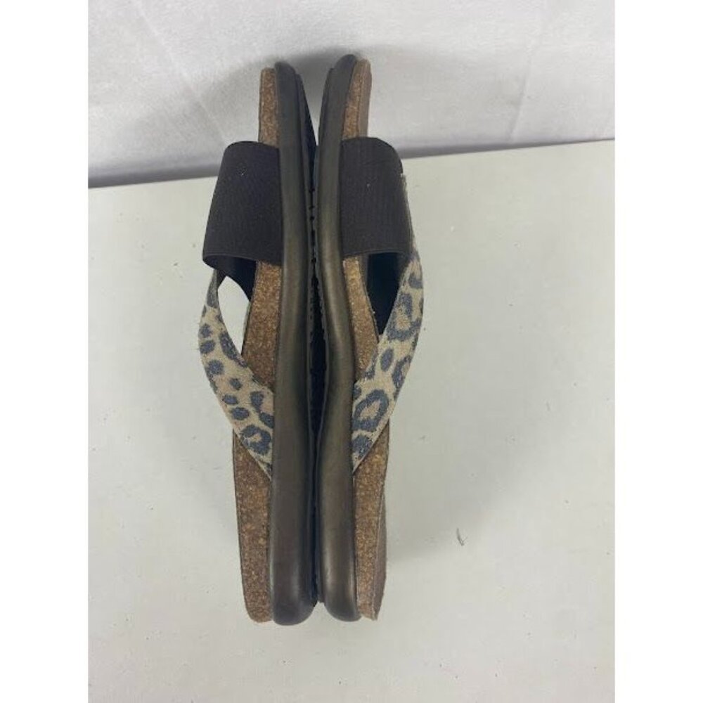 Naot Cheetah Brown Leather Sandal Flip Flops Thongs Women's SZ 8 - Picture 5 of 6